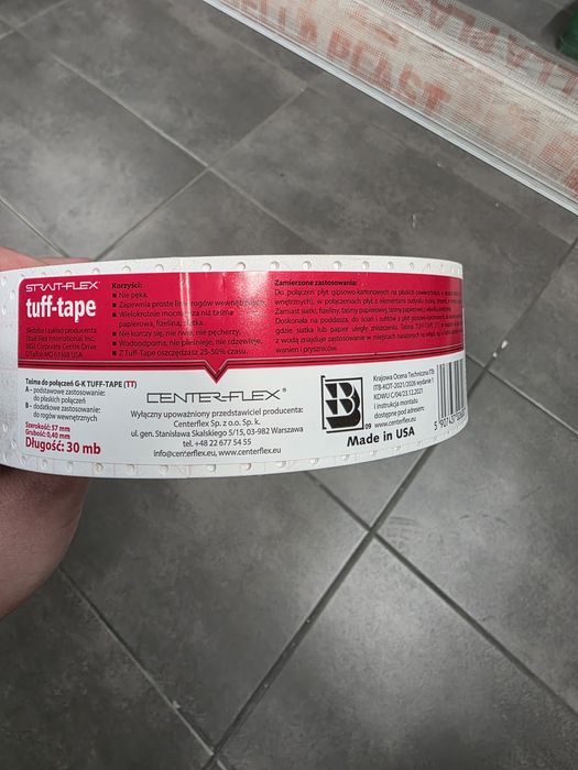Tuff tape Centerflex taśma amerykańska na łączenia 30m