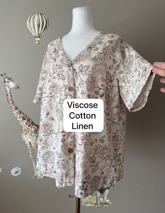 Koszula bluzka na guziki lniana bluzka z bawełny i lnu