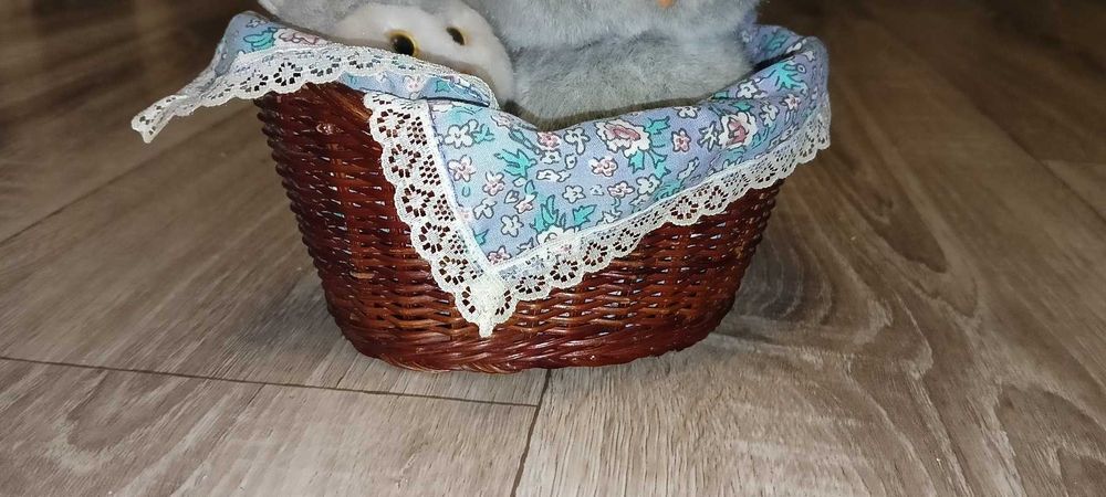 Винтажная музыкальная заводная сова в корзинке механика