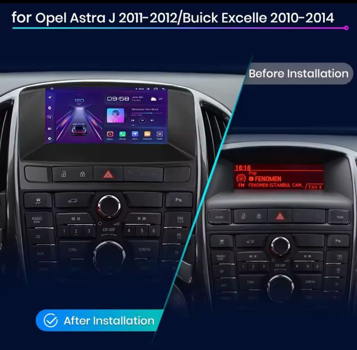Rádio Android 6/128GB 8Core Opel Astra J 2010-15 CarPlay GPS 4G NOVO