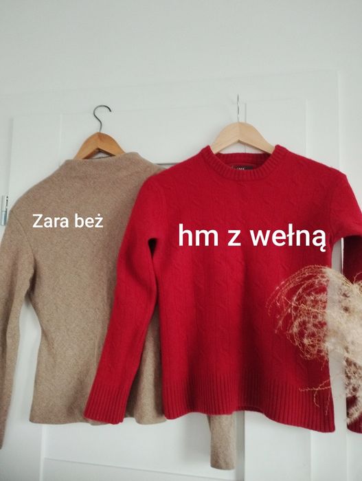 Swetr sweter hm czerwony 80 wełna  r m