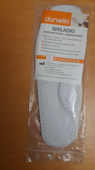 Wkładki do butów Danielki, r. 38, nowe