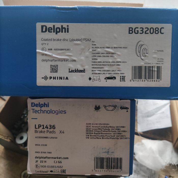 Tarcze klocki Delphi nowe BG3208C LP1436