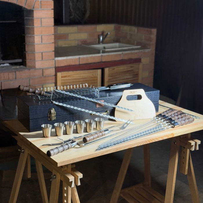 Набір шампурів КОСУЛЯ ELIT BS74 Набор для шашлыка в кейсе на подарок