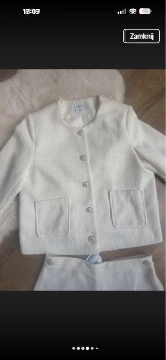 elegancki komplet set marynarka szorty kremowe rozmiar l/xl