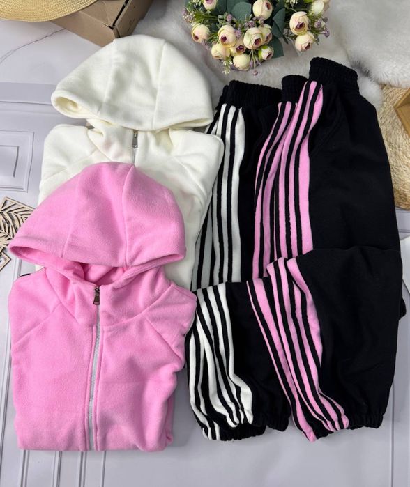 Теплий жіночий костюм Polar фліс з лампасами (худі зіп + штани)