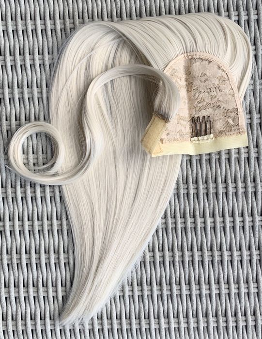 Premium Ultra włosy doczepiane, platynowy blond, kucyk, treska 253.