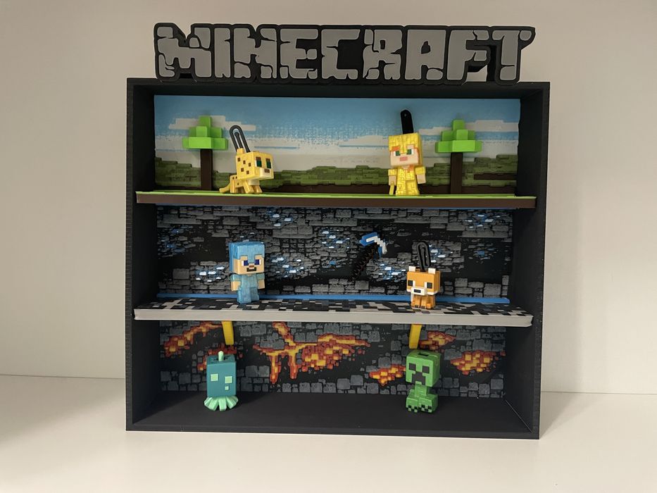 Полиця для фігурок Kinder Joy Minecraft з LED-підсвіткою на батарейках
