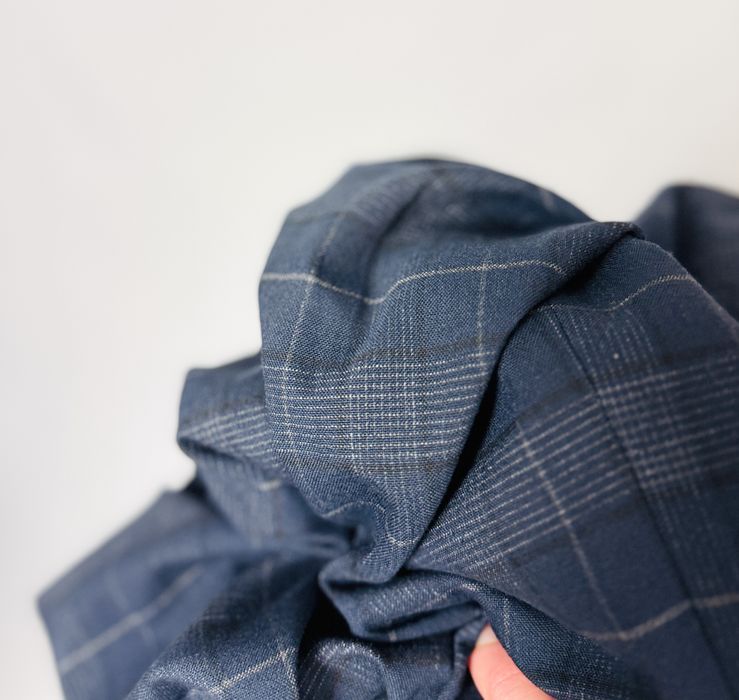 Granatowe spodnie w kratkę XS 34