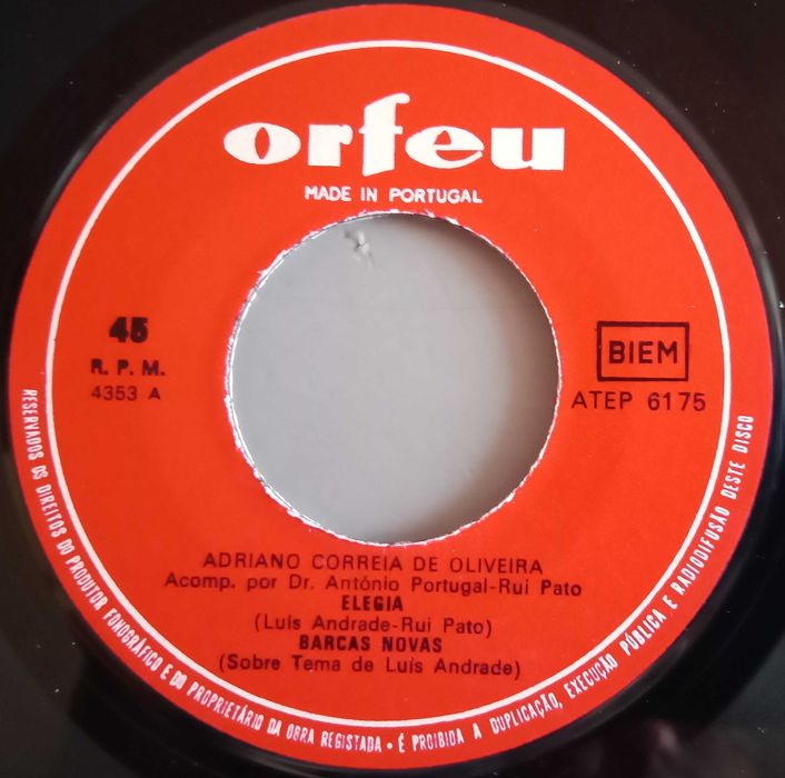 Adriano Correia de Oliveira - - - - - Elegia - - - - - EP