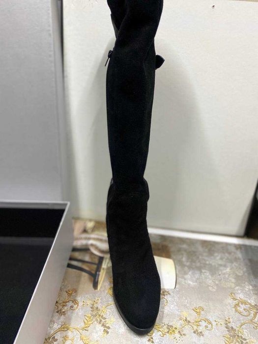 Сапоги замшевые зимние ботфорты , натуральная кожа