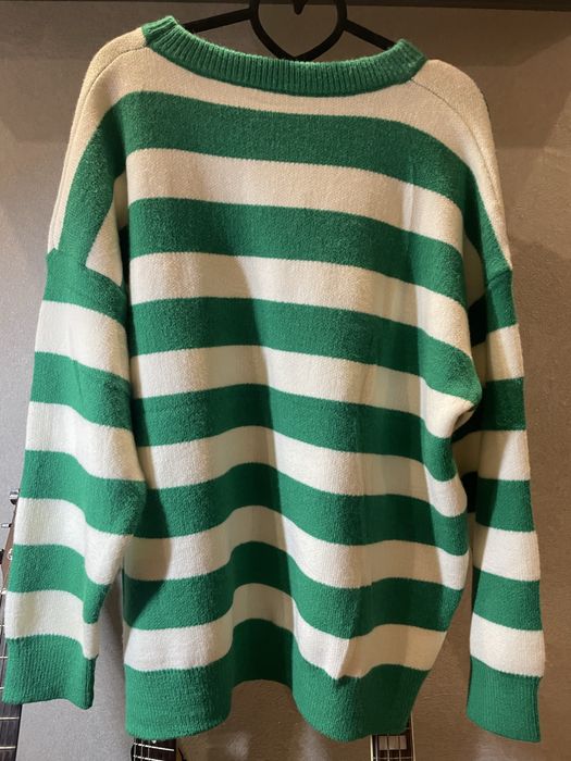Светр жіночий у смужку  • Зелено-молочний •Дуже м’який трикотаж
