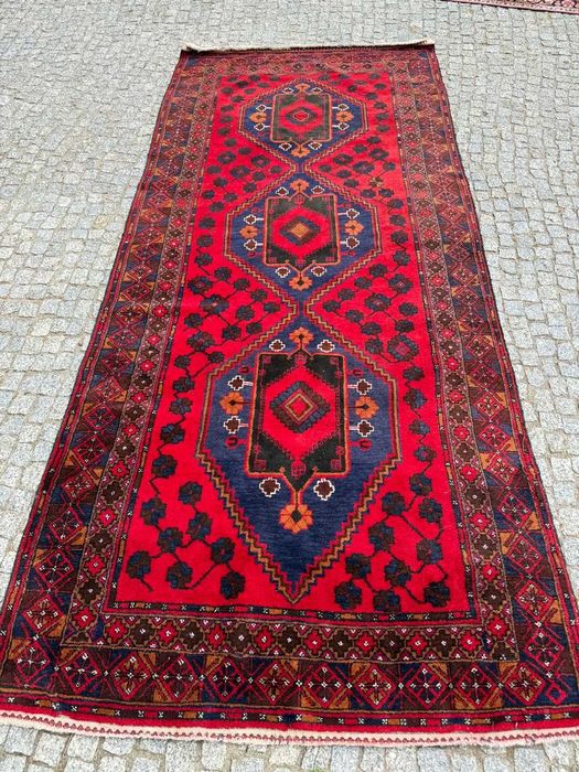 Vintage wełniany dywan chodnik perski Hamadan 300x130 galeria 15 tyś