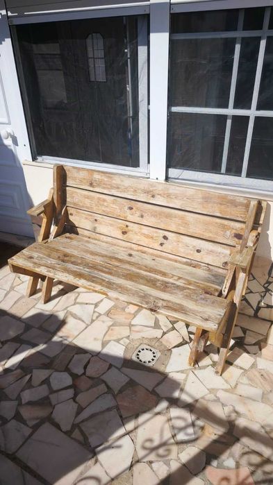 Banco que Vira Mesa de Jardim em Madeira, mesa de picnic