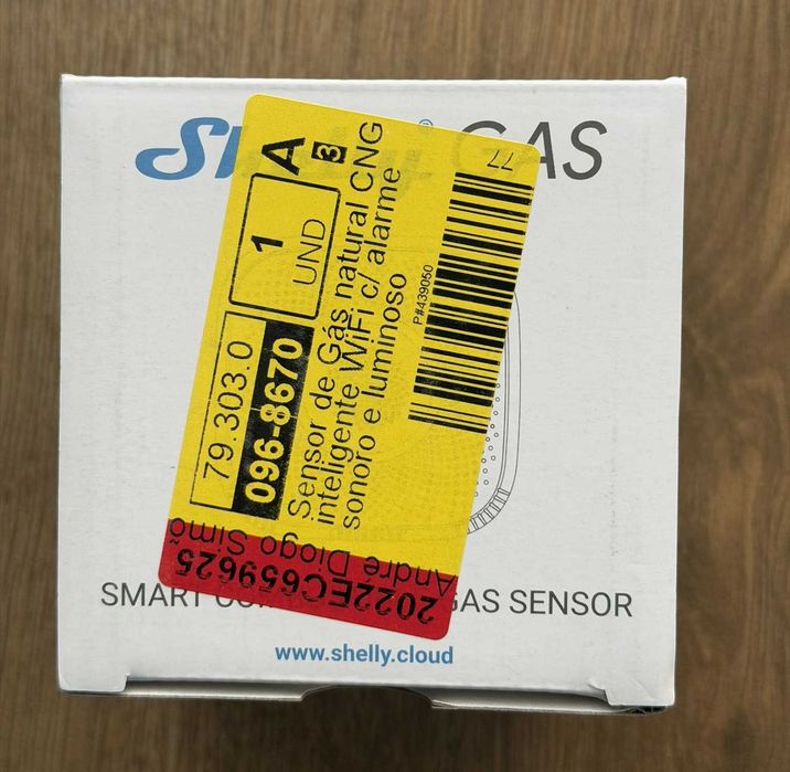 Shelly Gas CNG Gás Natural - Detector de Gás Inteligente Wi-Fi com Alarme Sonoro