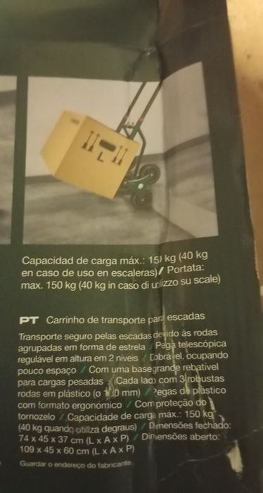 Carrinho de transporte para escadas Parkside
