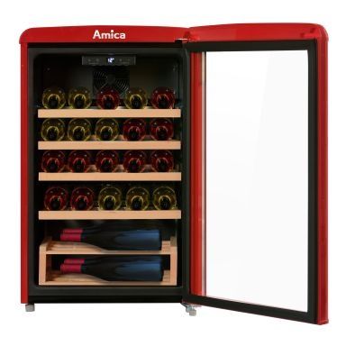 Nowa Winiarka Lodówka Chłodziarka na wino Amica Retro Czerwona WKR 341