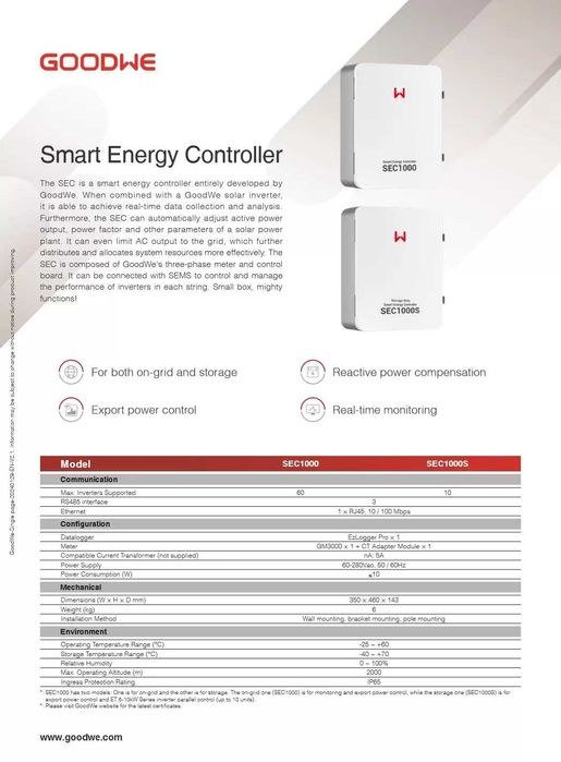 Inversor GOODWE GW4000-SDT-20 + Controlador SEC1000 stock off aproveita