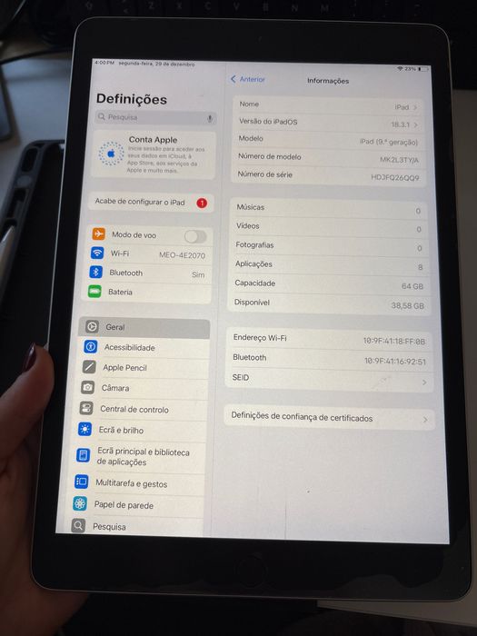 iPad 9 64gb prateado como novo