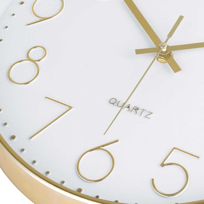 Zegar ścienny Lafocuse 30 cm, cichy, złoty, do salonu, kuchni