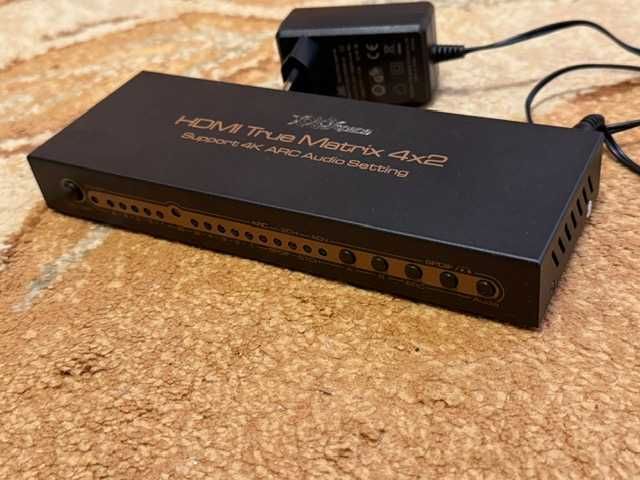 HDMI True Matrix 4x2 support 4K - pozwala przełączać 4 wej na 2 wyj