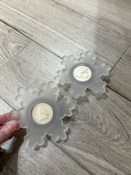 Świeczniki szklane mleczne gwiazdki śnieżynki na telighthy