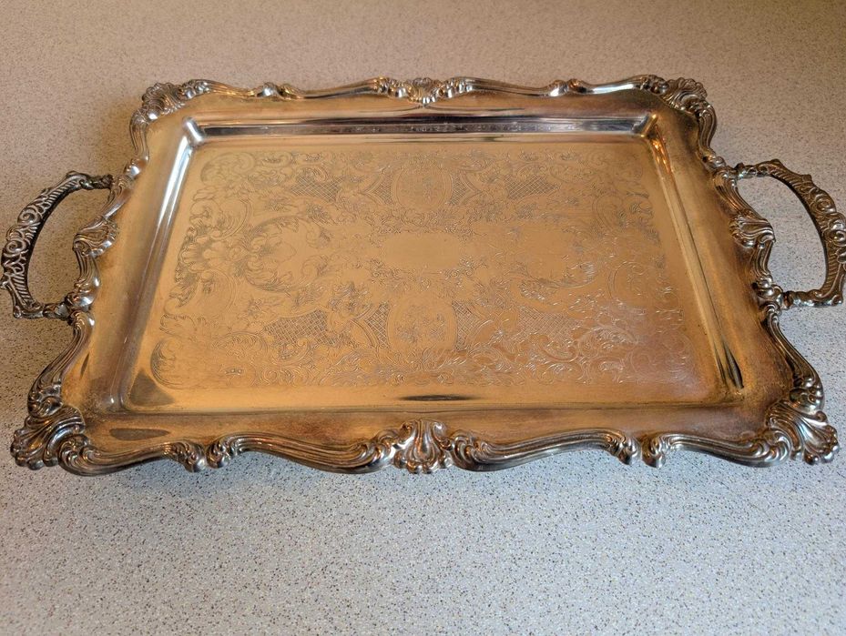 Taca srebrzona  sygnatura N  EPOB na nóżkach