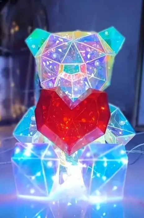 Світлодіодний ведмедик з серцем, від usb, love bear нічник світильник