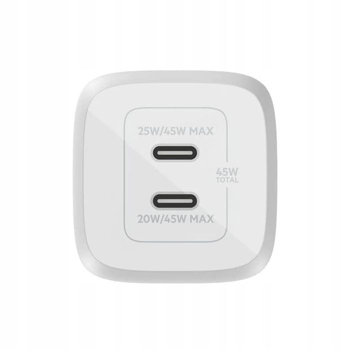 outlet belkin 45w pd pps dual usb-c gan charger white