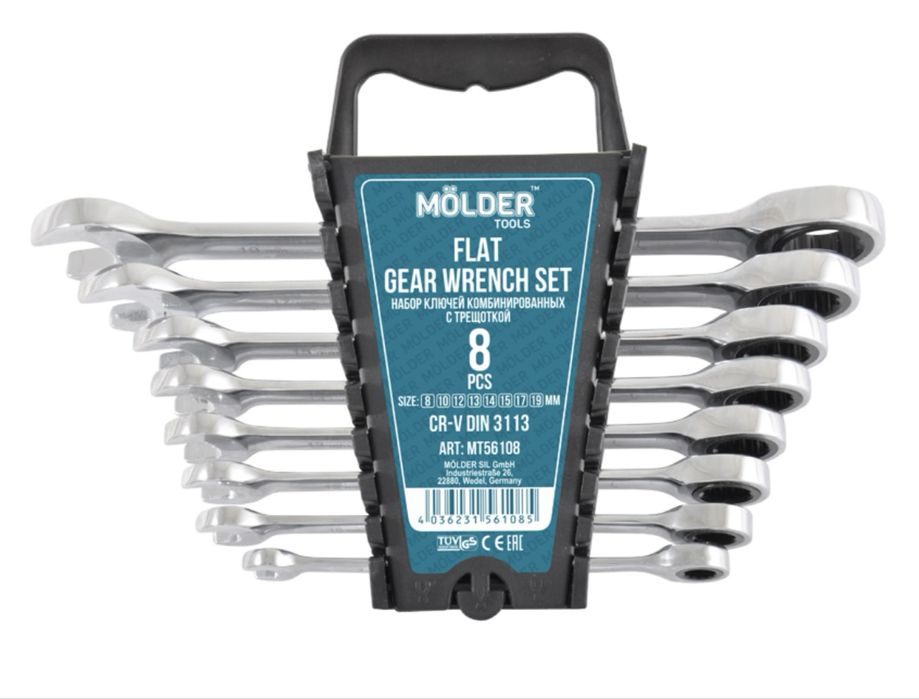 Набір комбінованих ключів MOLDER з тріскачкою CR-V 8-19 мм 8 шт.