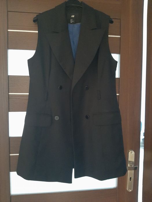Kamizelka długa czarna firmy h&m rozmiar 38