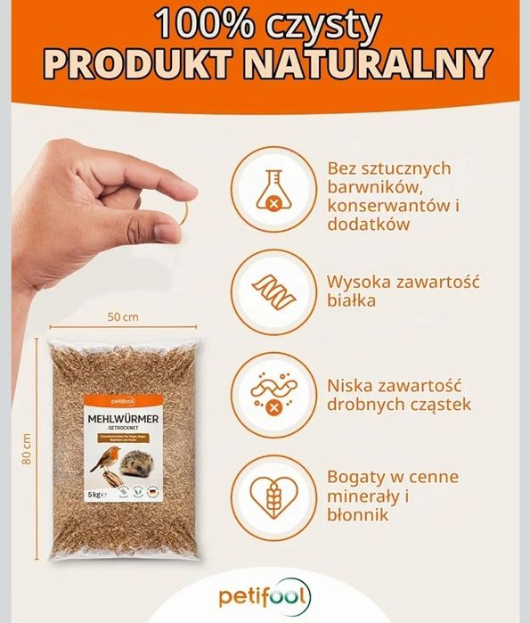 petifool suszone mączniki 5kg larwy mącznika pokarm dla ptaków jeży ryb