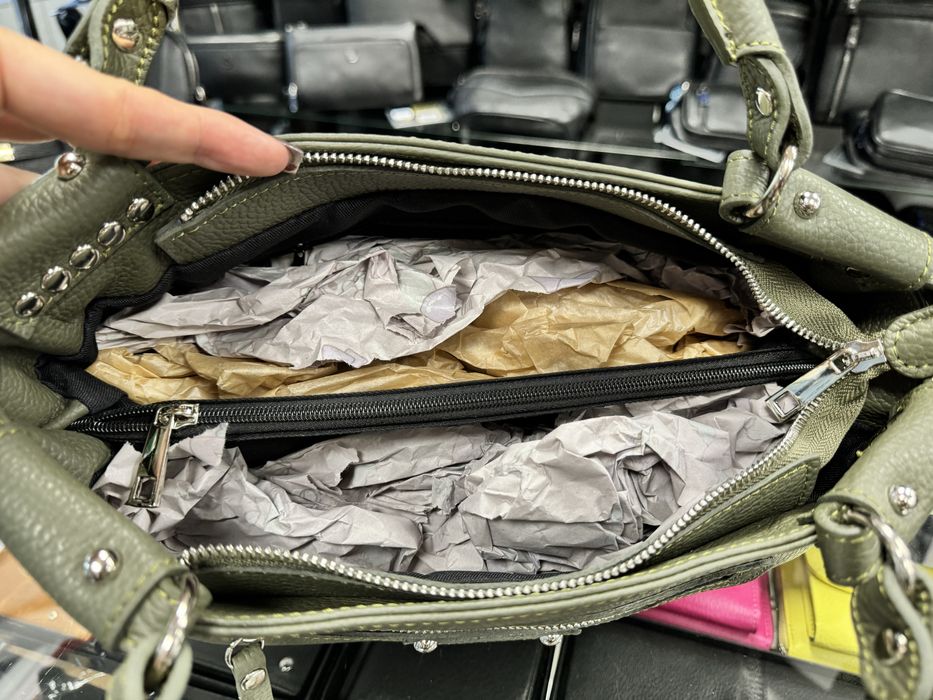 Сумка шкіряна олива коричнева джинс тауп Сумка кожаная оливковая Итали