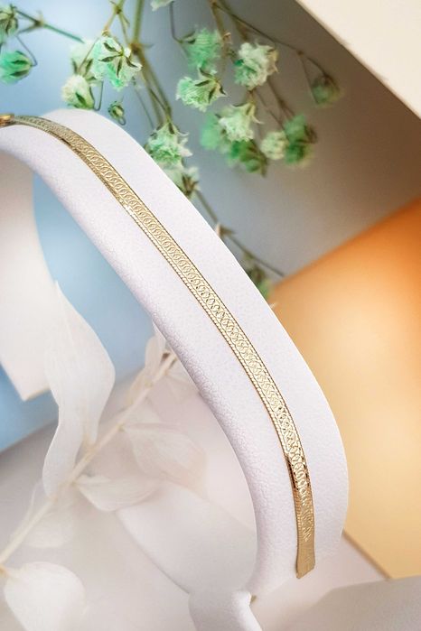 Złota dwustronna bransoletka żmijka taśma 19,5 cm pr. 585
