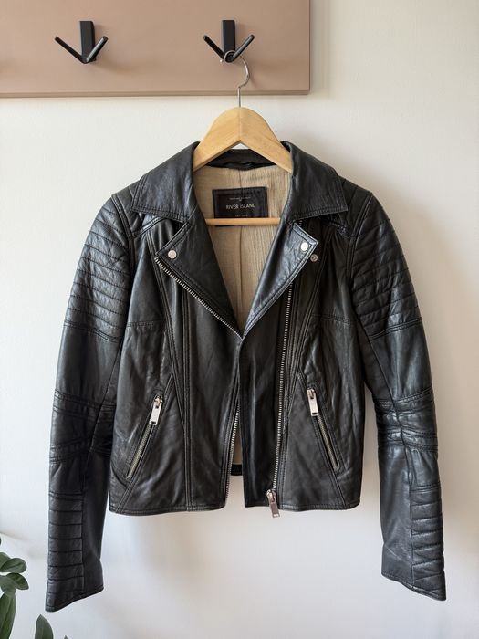River Island kurtka skórzana skóra 100% podszewka bawełna ramoneska