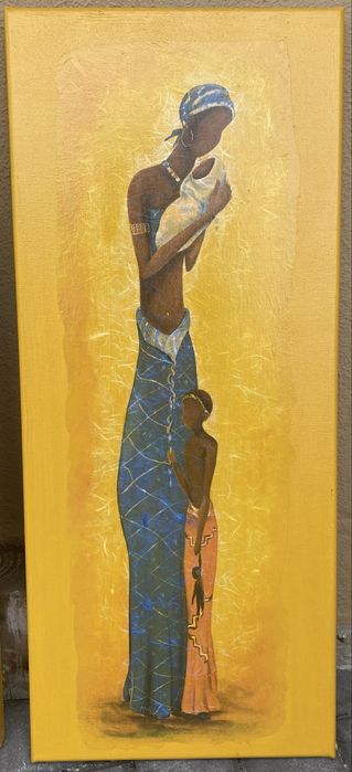 Conjunto de 2 Quadros Estilo Africano – Arte Étnica com Tema Materno