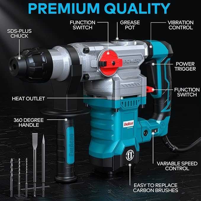 Młot udarowy 1500 W 6J, wiertarka udarowa