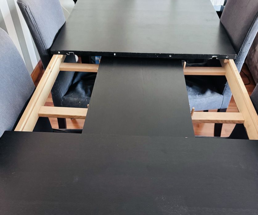 Mesa Ikea Preta Mesa Extensível até 220cm – Ideal para 10-12 Pessoas