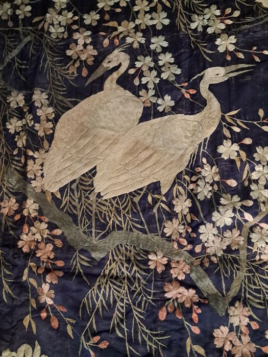 Colcha e fronhas de seda chinesa sec. XIX