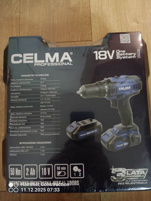 Celma wkrętarko-wiertarka WAK-Li 180BS