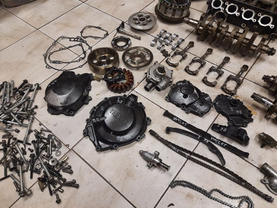 Yamaha r6 silnik części RJ05 głowica wał cylinder skrzynia kapa 03-04r