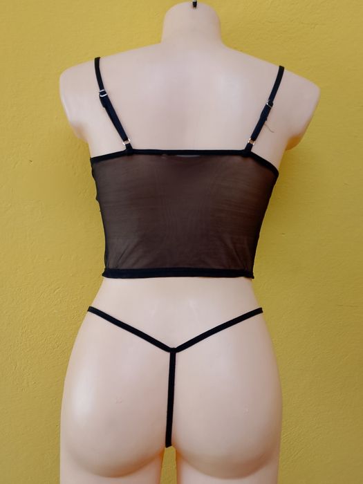 Bielizna czarna koronka s, m