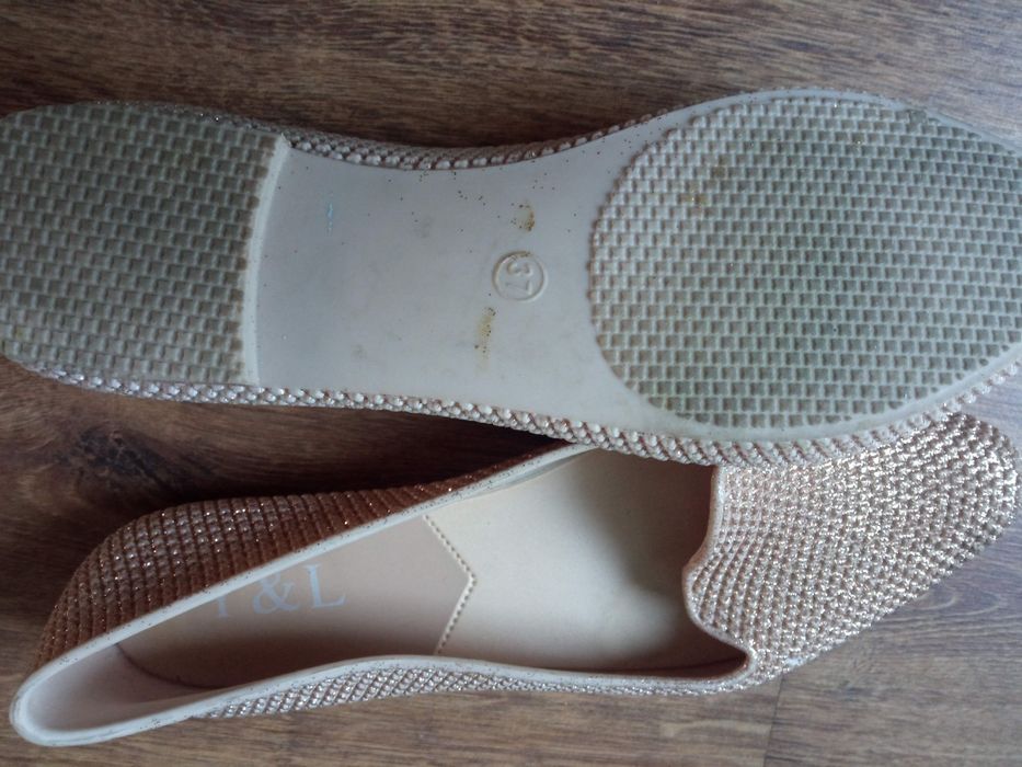 Półbuty, baleriny, gumowe złote r. 36/36,5