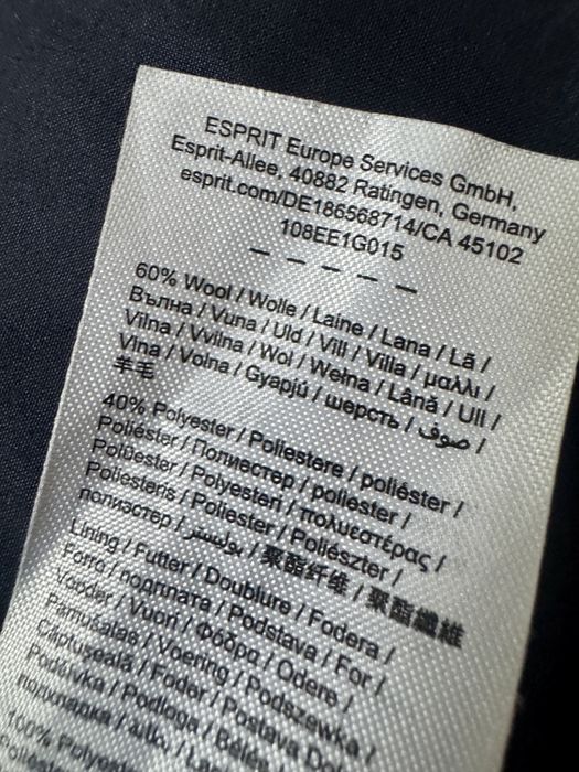 Wełniany płaszcz Esprit 60% wełna – L / 40, jednorzędowy czerwony