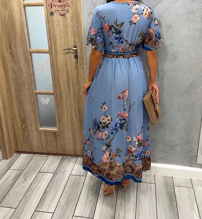 Elegancka sukienka M S długa w kwiaty