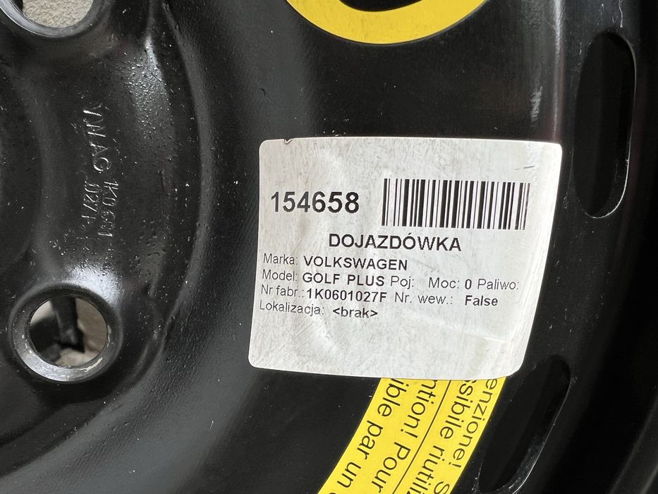 Koło dojazdowe VW 112 T125/70 R16