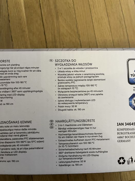Szczotka prostująca do włosów wygładzająca Silvercrest Lidl