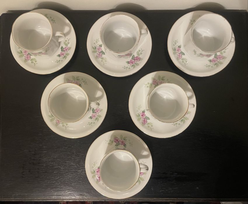Conjunto café de louça chinesa antiga (6 chavenas + 6 pires)