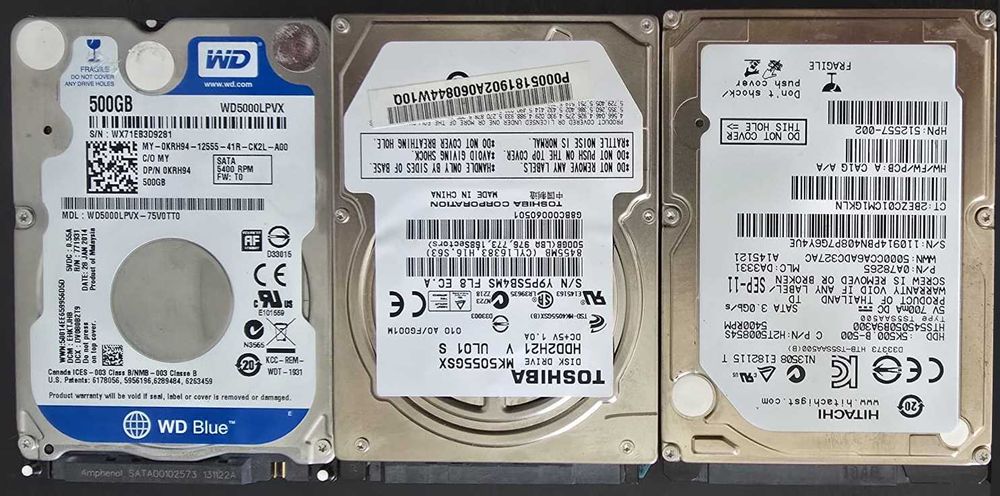 Lote de HDs de 500gb - Todos a Funcionar - Valor do lote todo:  20 euros.