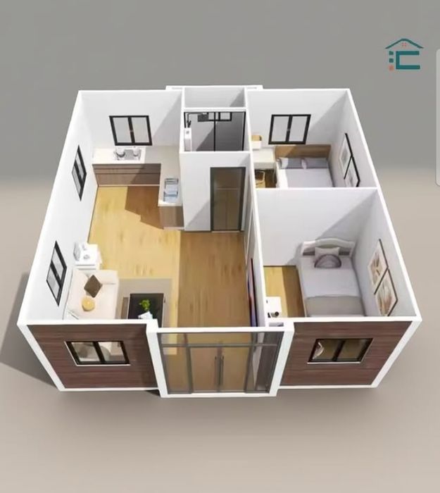 NOVA T2  Casa Modular / Movel   pre fabricada  LSF